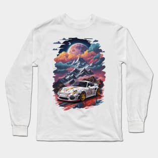Vintage Racing Car Space Scene Long Sleeve T-Shirt